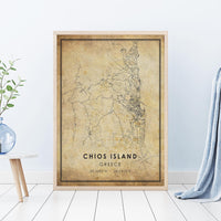 
              Chios, Greece Vintage Style Map Print
            