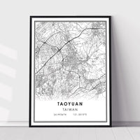 Taoyuan, Taiwan Modern Style Map Print 