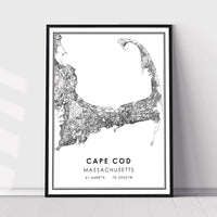 Cape Cod, Massachusetts Modern Map Print 