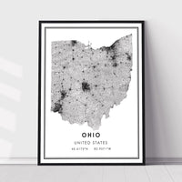 
              Ohio, United States Modern Style Map Print 
            