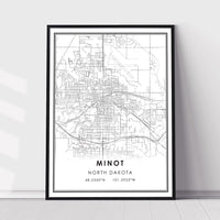 Minot, North Dakota Modern Map Print