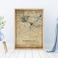 
              Clarksville, Tennessee Vintage Style Map Print 
            