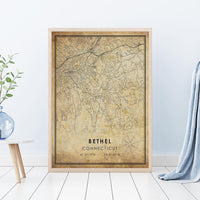 
              Bethel, Connecticut Vintage Style Map Print
            