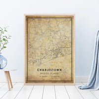 
              Charlestown, Rhode Island Vintage Style Map Print
            