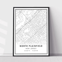 North Plainfield, New Jersey Modern Map Print 