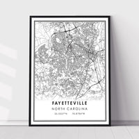 
              Fayetteville, North Carolina Modern Map Print 
            