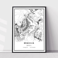 
              Brasilia, Brazil Modern Style Map Print 
            