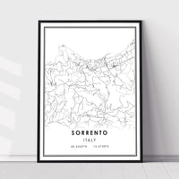 Sorrento, Italy Modern Style Map Print 