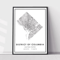 District of Columbia, United States Modern Map Print 