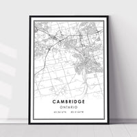 
              Cambridge, Ontario Modern Style Map Print 
            