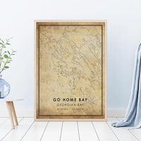 
              Go Home Bay, Georgian Bay Vintage Style Map Print 
            