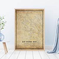 Go Home Bay, Georgian Bay Vintage Style Map Print 