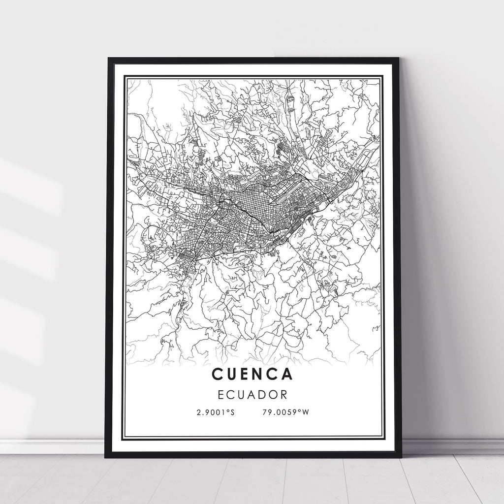 Cuenca, Ecuador Modern Style Map Print 