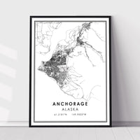 Anchorage, Alaska Modern Map Print 