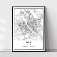 Riga, Latvia Modern Style Map Print