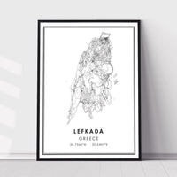 
              Lefkada, Greece Modern Style Map Print 
            