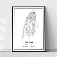 Lefkada, Greece Modern Style Map Print 
