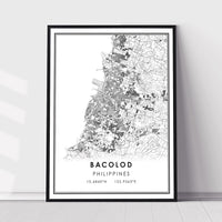 Bacolod, Philippines Modern Style Map Print 