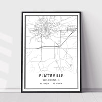 
              Platteville, Wisconsin Modern Map Print 
            