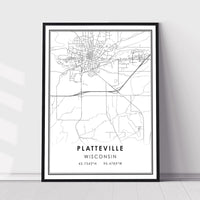 Platteville, Wisconsin Modern Map Print 