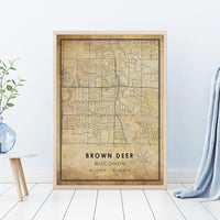 
              Brown Deer, Wisconsin Vintage Style Map Print 
            