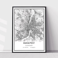 Budapest, Hungary Modern Style Map Print 
