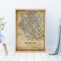 
              Brampton, Ontario Vintage Style Map Print 
            