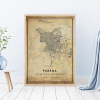 
              Parana, Entre Rios, Argentina Vintage Style Map Print 
            