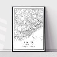 Chester, Pennsylvania Modern Map Print 