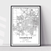 
              Champaign, Illinois Modern Map Print 
            