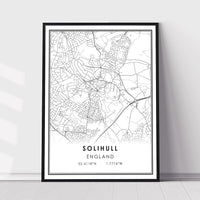 
              Solihull, England Modern Style Map Print 
            