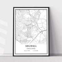 Solihull, England Modern Style Map Print 