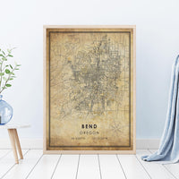 
              Bend, Oregon Vintage Style Map Print 
            