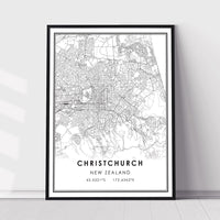 
              Christchurch, New Zealand Modern Style Map Print 
            