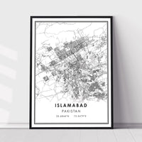 
              Islamabad, Pakistan Modern Style Map Print 
            