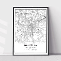 
              Waukesha, Wisconsin Modern Map Print 
            