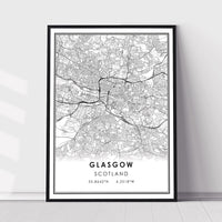 
              Glasgow, Scotland Modern Style Map Print
            