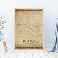 
              Queen Anne, Maryland Vintage Style Map Print 
            