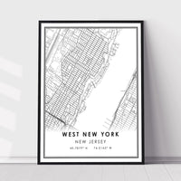 
              West New York, New Jersey Modern Map Print 
            