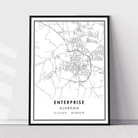 Enterprise, Alabama Modern Map Print 