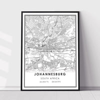 
              Johannesburg, South Africa Modern Style Map Print
            