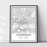 Johannesburg, South Africa Modern Style Map Print