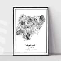 
              Nigeria, Africa Modern Style Map Print 
            