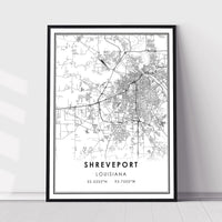 Shreveport, Louisiana Modern Map Print