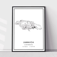 Jamaica, Caribbean Modern Style Map Print