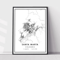 
              Santa Marta, Colombia Modern Style Map Print 
            