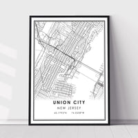 
              Union City, New Jersey Modern Map Print 
            