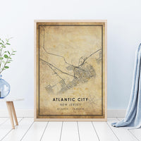 
              Atlantic City, New Jersey Vintage Style Map Print
            