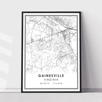 Gainesville, Virginia Modern Map Print 