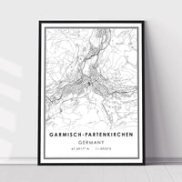 
              Garmisch-Partenkirchen, Germany Modern Style Map Print 
            